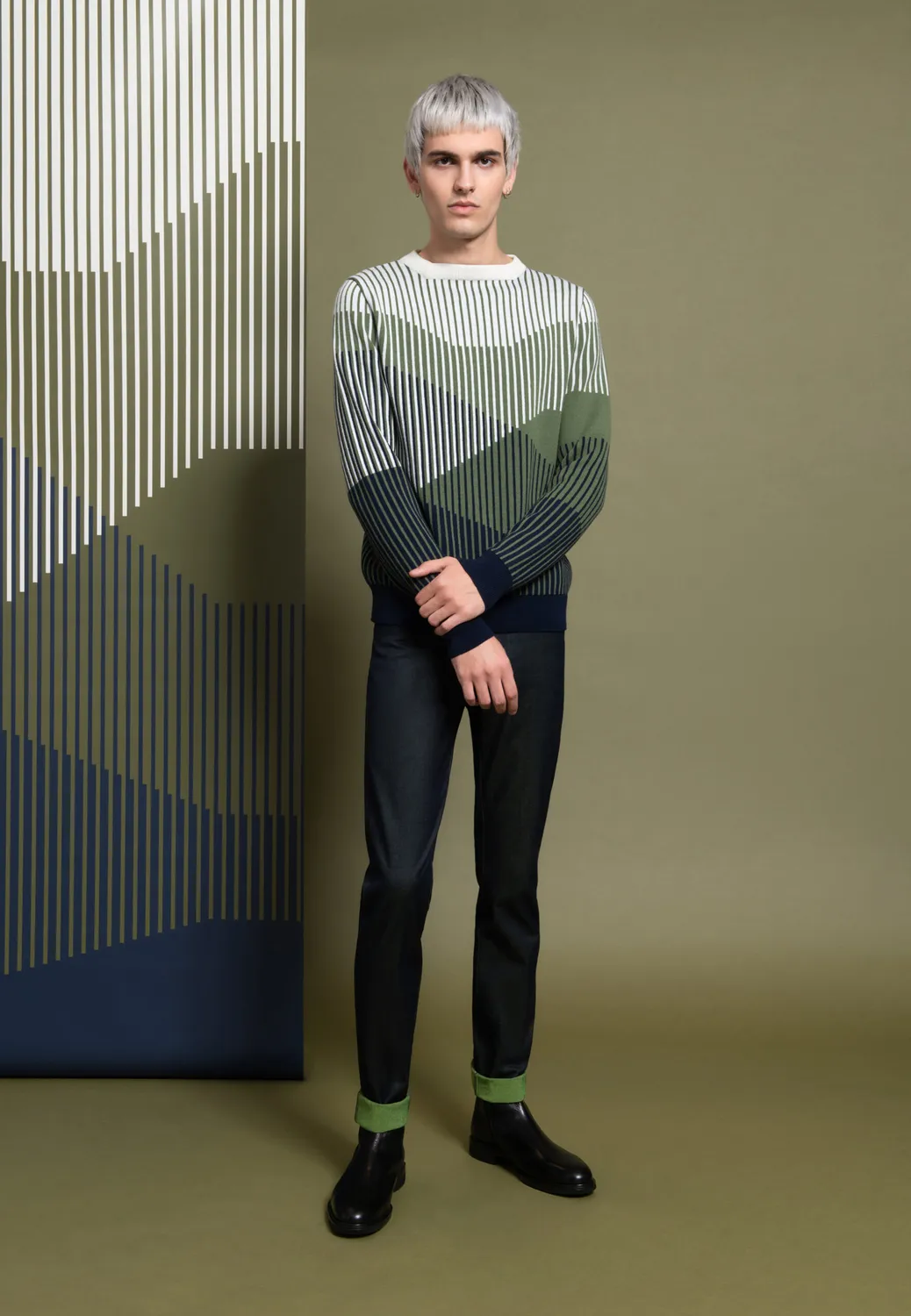Pierre Talamon pull Progression vert homme