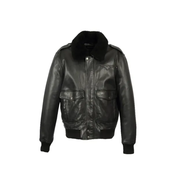 Oakwood B12 65177 blouson cuir homme noir col laine