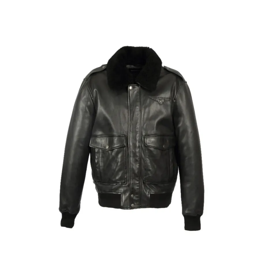 Oakwood B12 65177 blouson cuir homme noir col laine