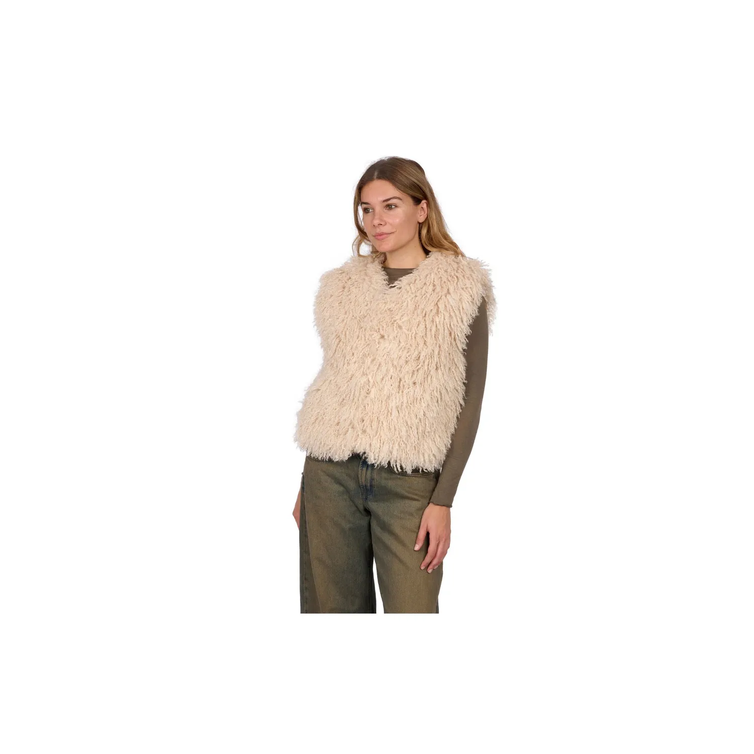 Oakwood Beth 65091 gilet fausse fourrure beige clair