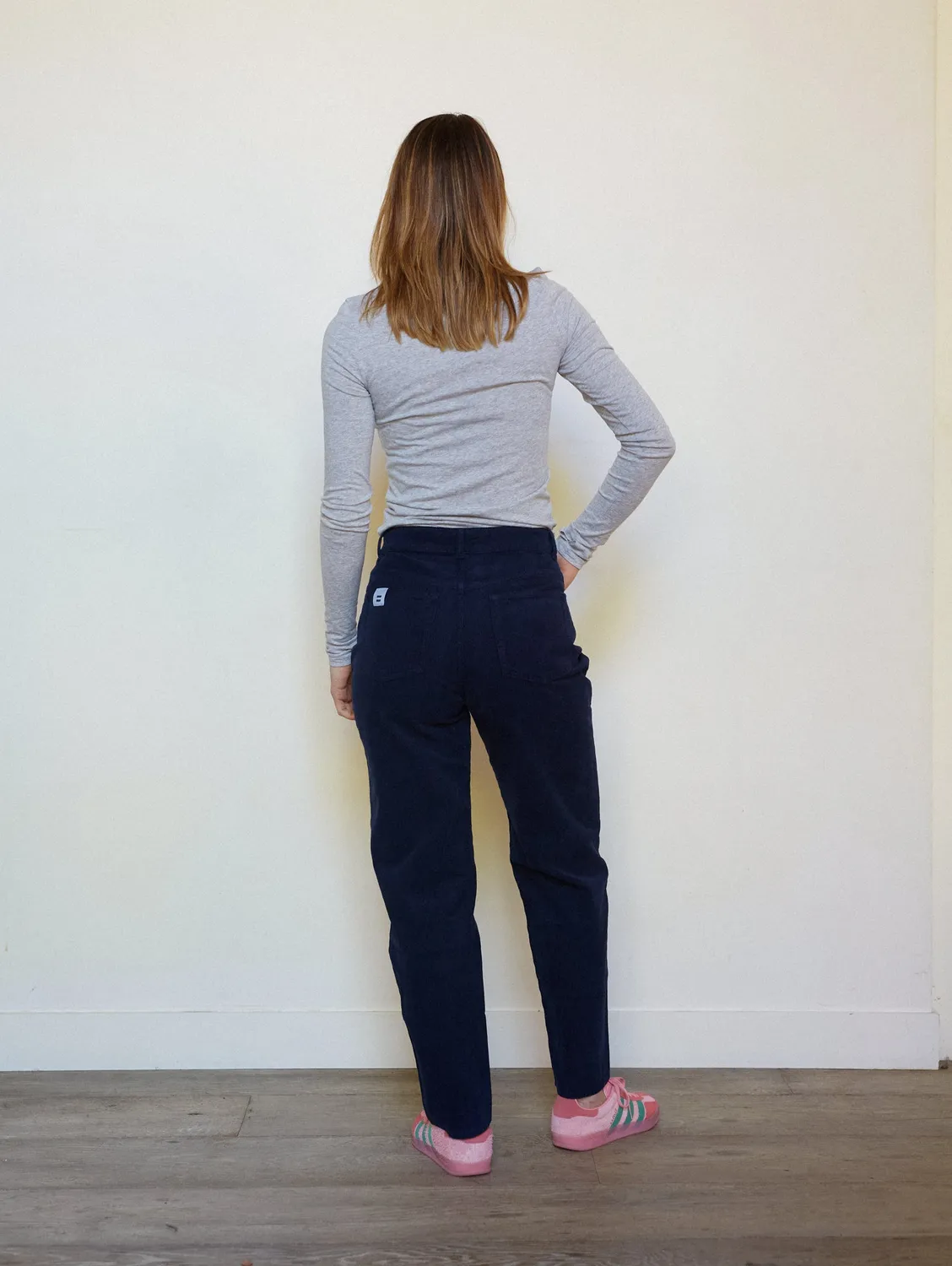 Cotelé Paris Pantalon Droit Femme navy velours