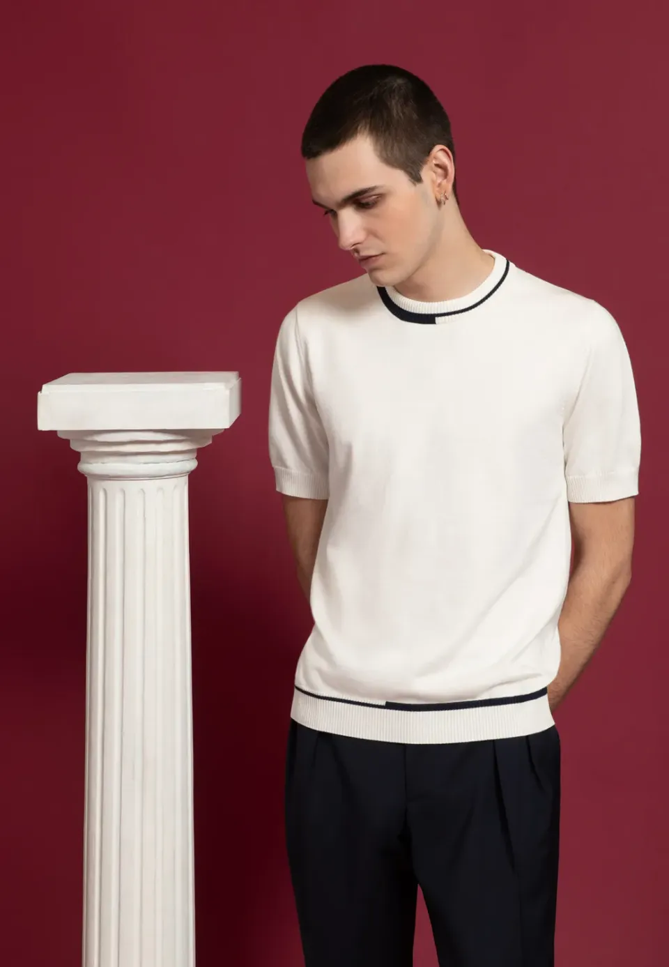 Pierre Talamon t-shirt jersey coton ivoire homme