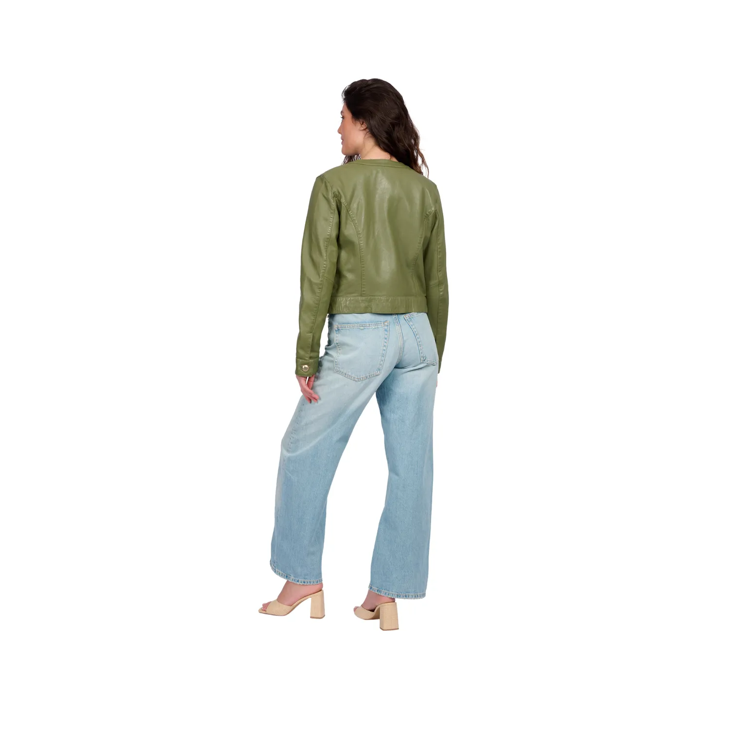 Oakwood Susan 65161 veste cuir kaki clair cintrée