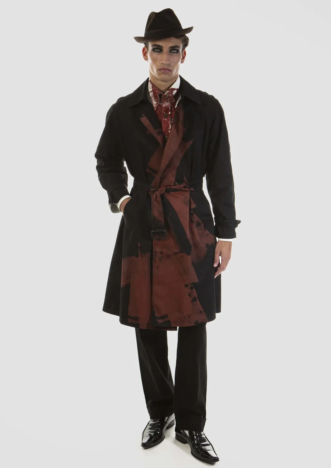 Paolo Leduc Bleeding Trench manteau noir rouge coton