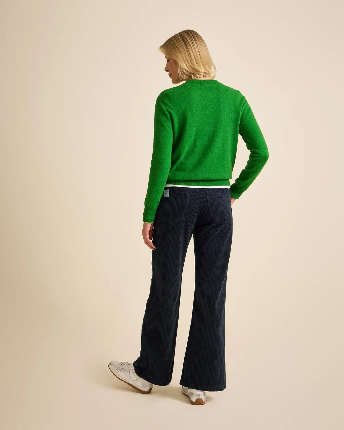 Cotelé Paris Flare pantalon femme navy velours
