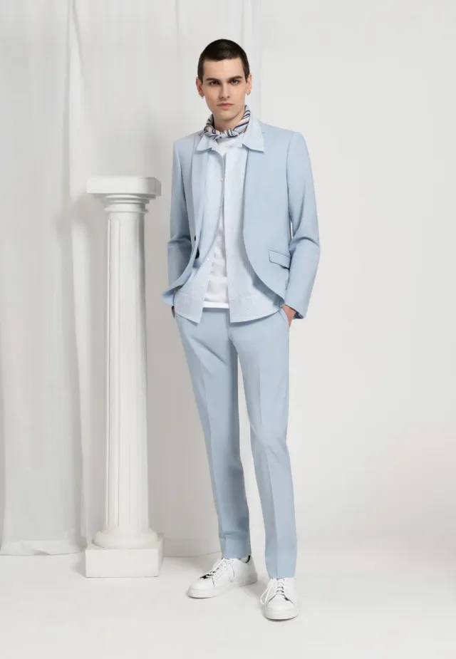 Pierre Talamon Costume bleu ciel laine 2 pièces