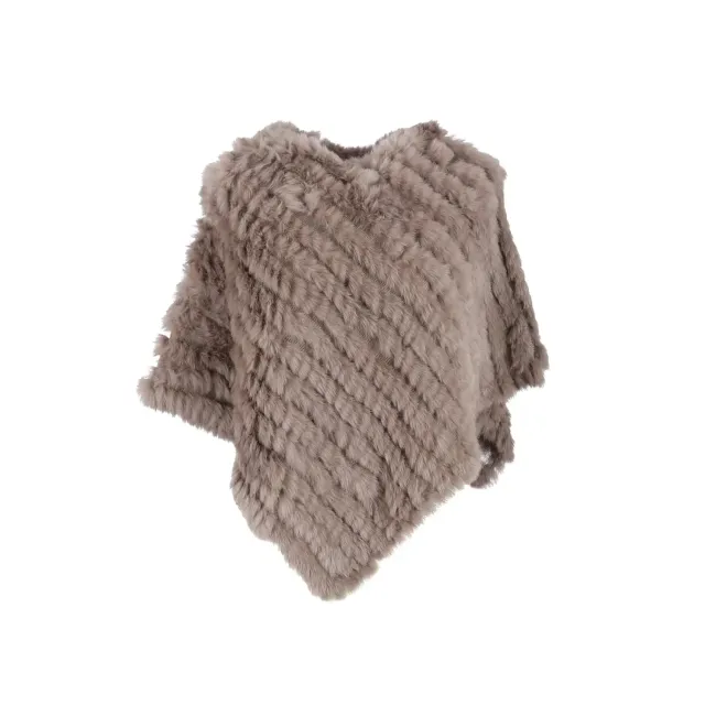 Oakwood Davos 56034 poncho beige foncé fourrure véritable