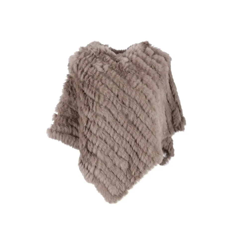 Oakwood Davos 56034 poncho beige foncé fourrure véritable