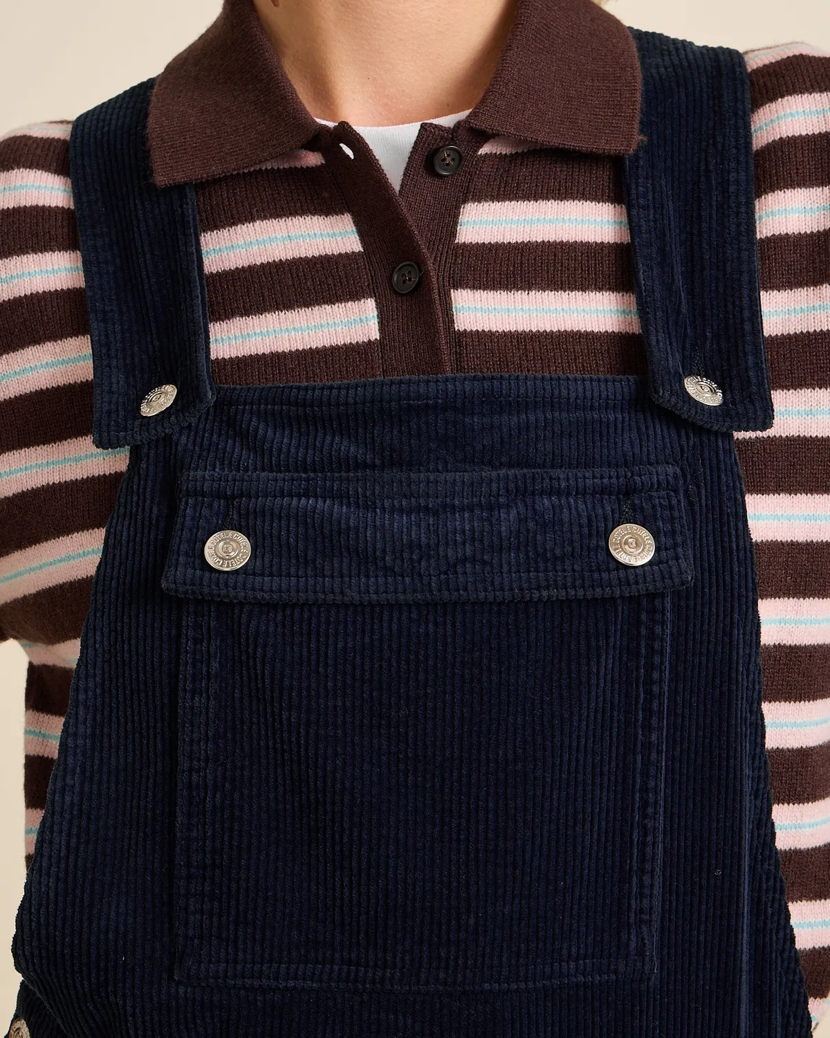 Cotelé Paris Angel salopette navy coton bio