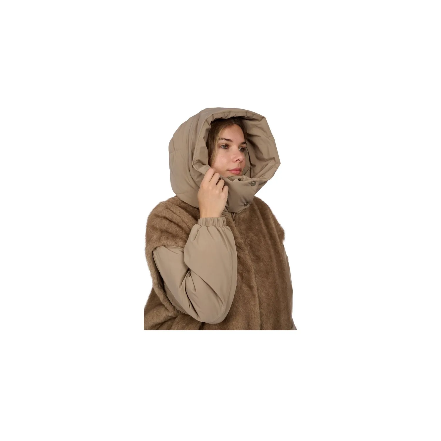Oakwood Etna 65291 blouson fausse fourrure taupe capuche