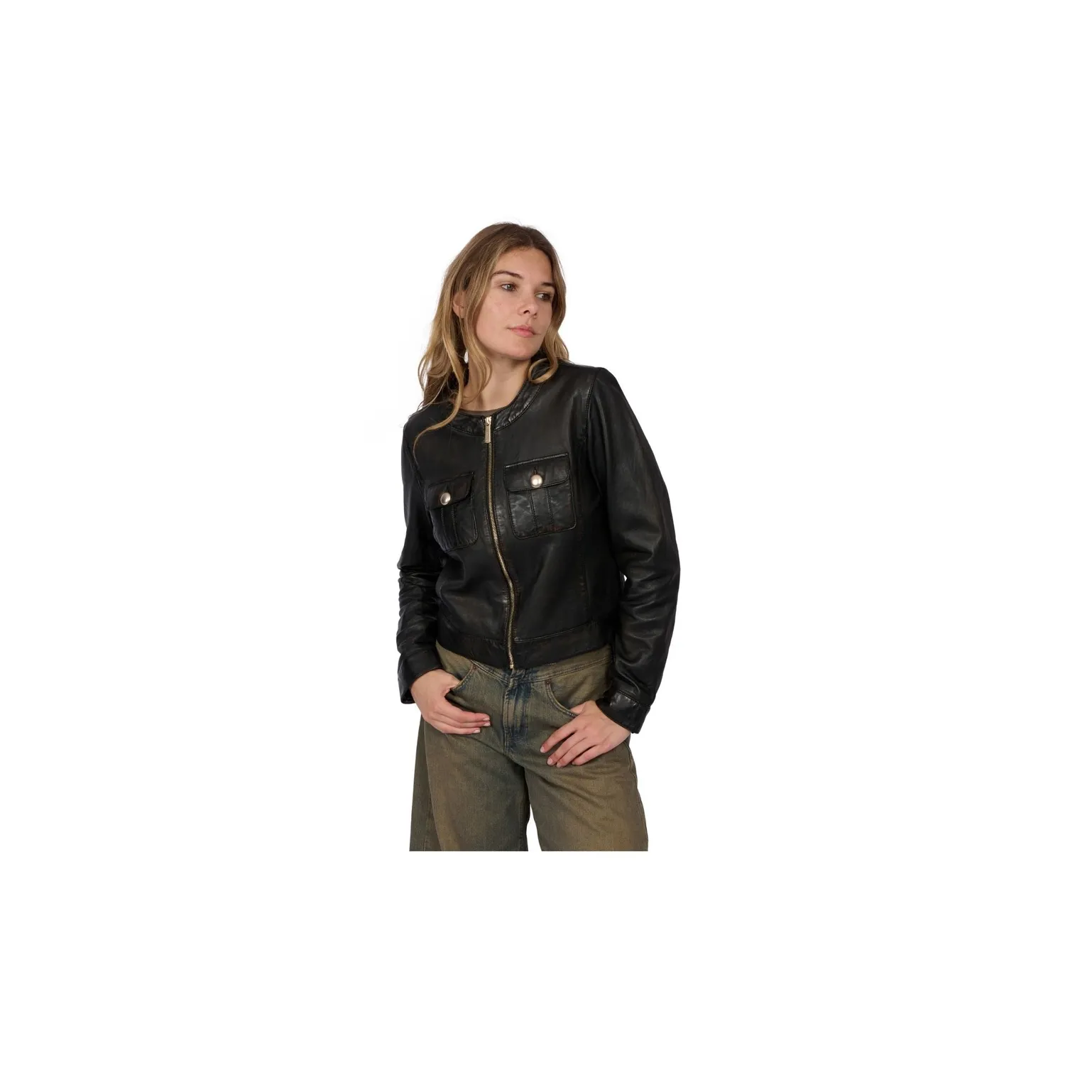 Oakwood Susan 65161 veste cuir marron vieilli
