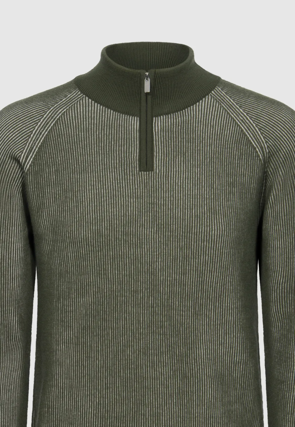 Pierre Talamon col zippé bicolore pull kaki blanc laine