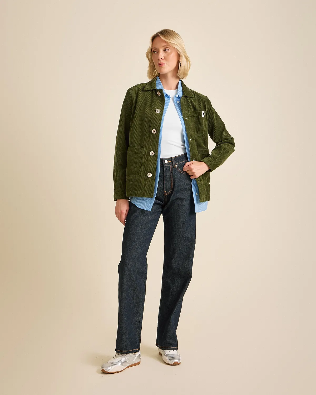 Cotelé Paris Worker vert olive veste coton bio