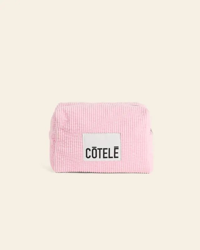 Cotelé Paris trousse de toilette rose velours
