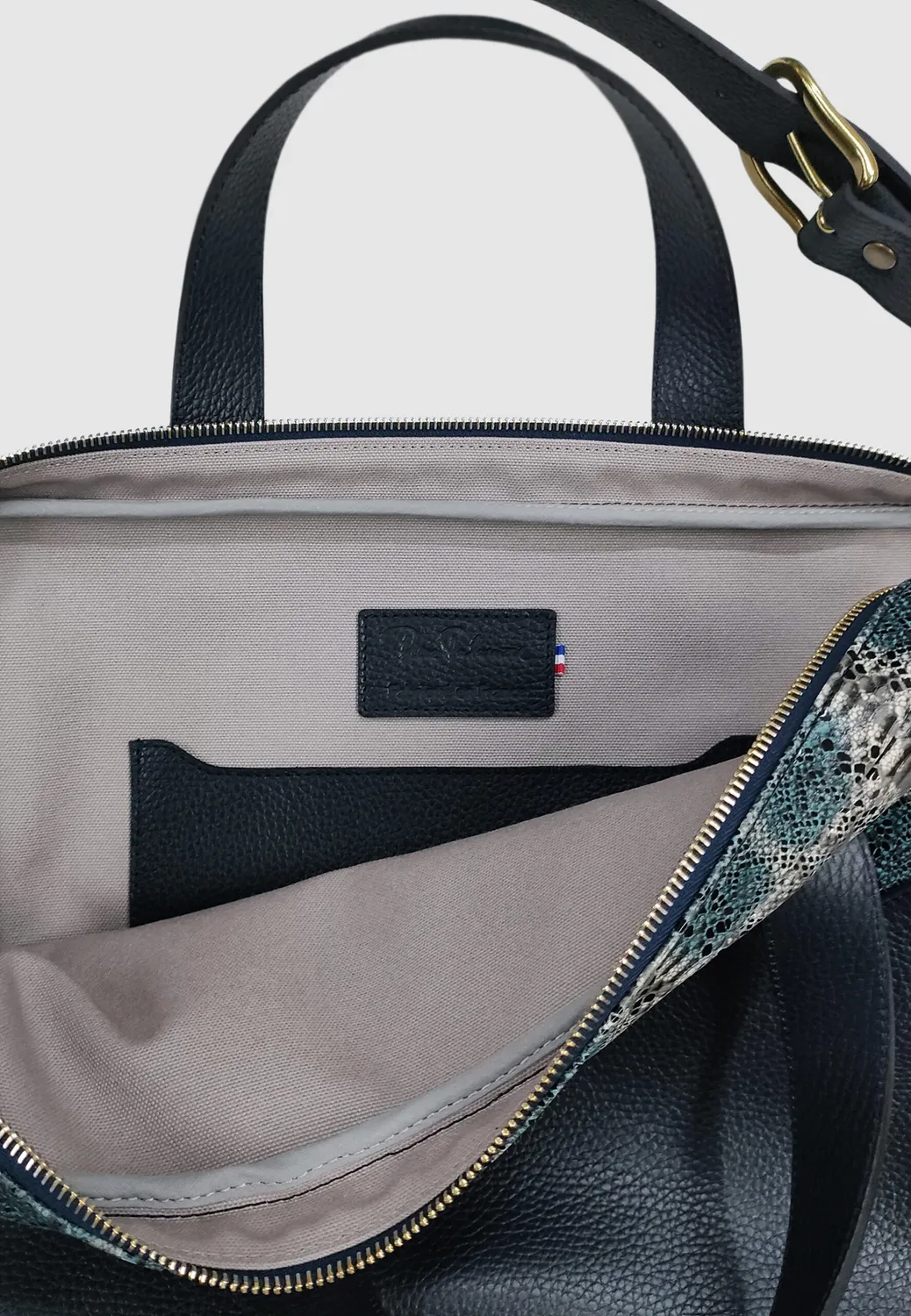 Pierre Talamon sacoche cuir bleu bandoulière