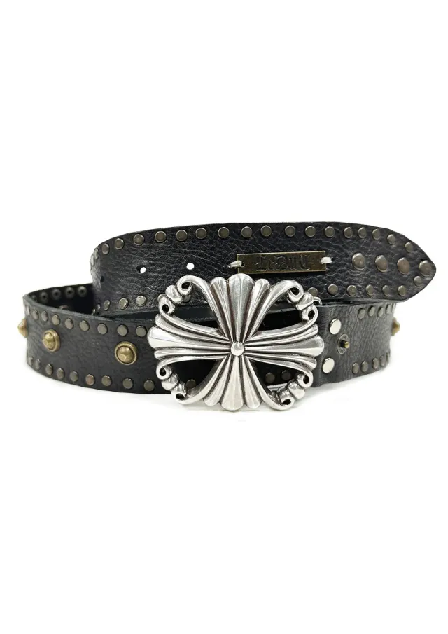 Paolo Leduc Fetish ceinture cuir noir cloutée vache