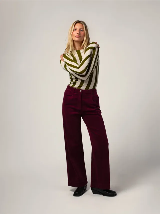 Cotelé Paris Jane pantalon navy taille haute