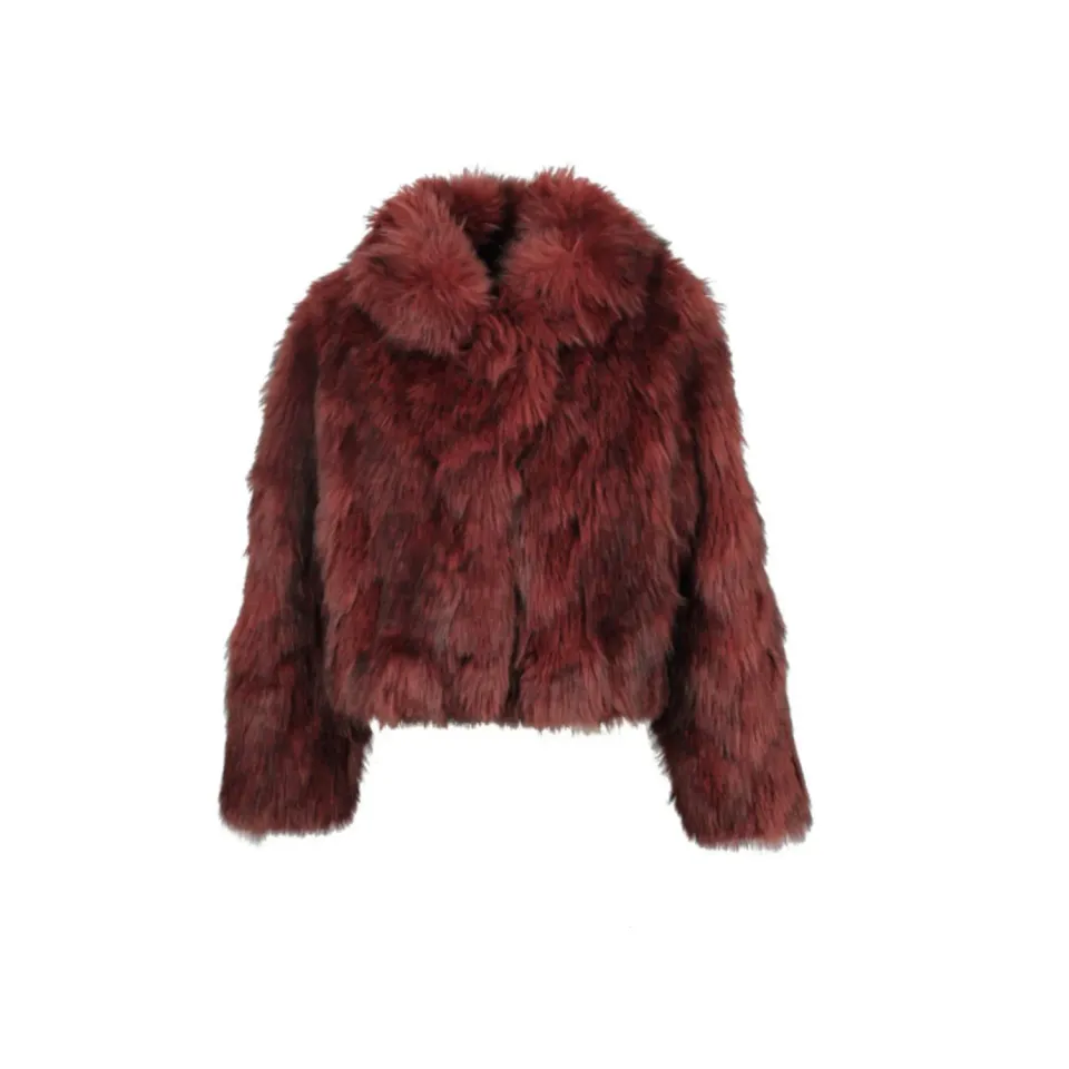 Oakwood Stacy 65304 veste fausse fourrure bordeaux à crochets