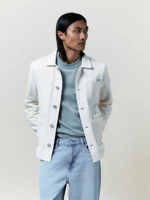 Cotelé Paris Worker veste écru toile upcyclée