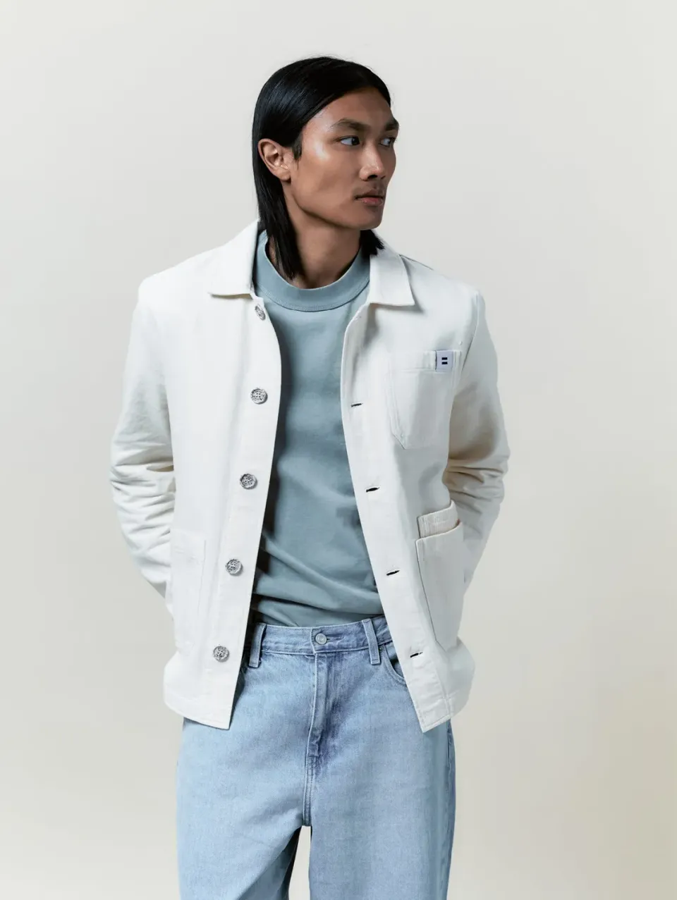 Cotelé Paris Worker veste écru toile upcyclée