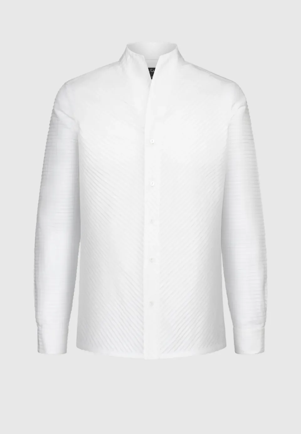 Pierre Talamon Plissée chemise blanche col montant coton