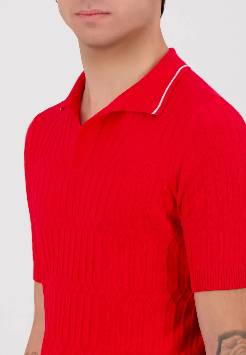 Pierre Talamon Pillard polo corail maille fantaisie
