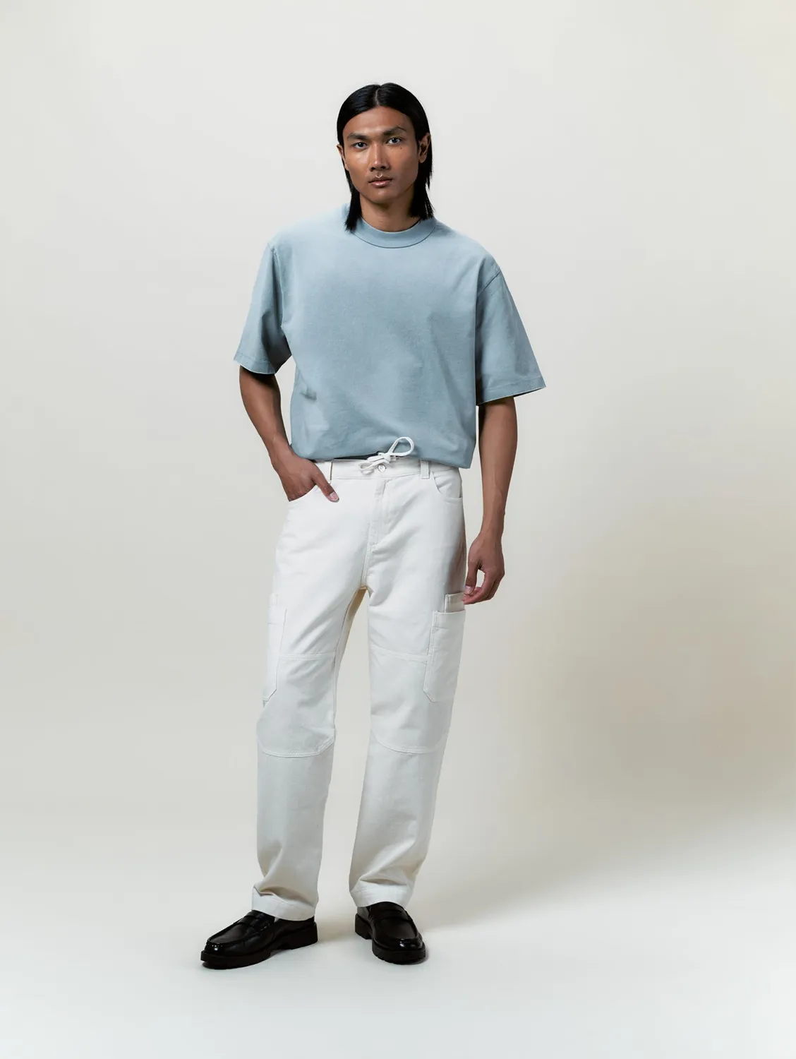 Cotelé Paris pantalon cargo toile écru unisexe 32-44