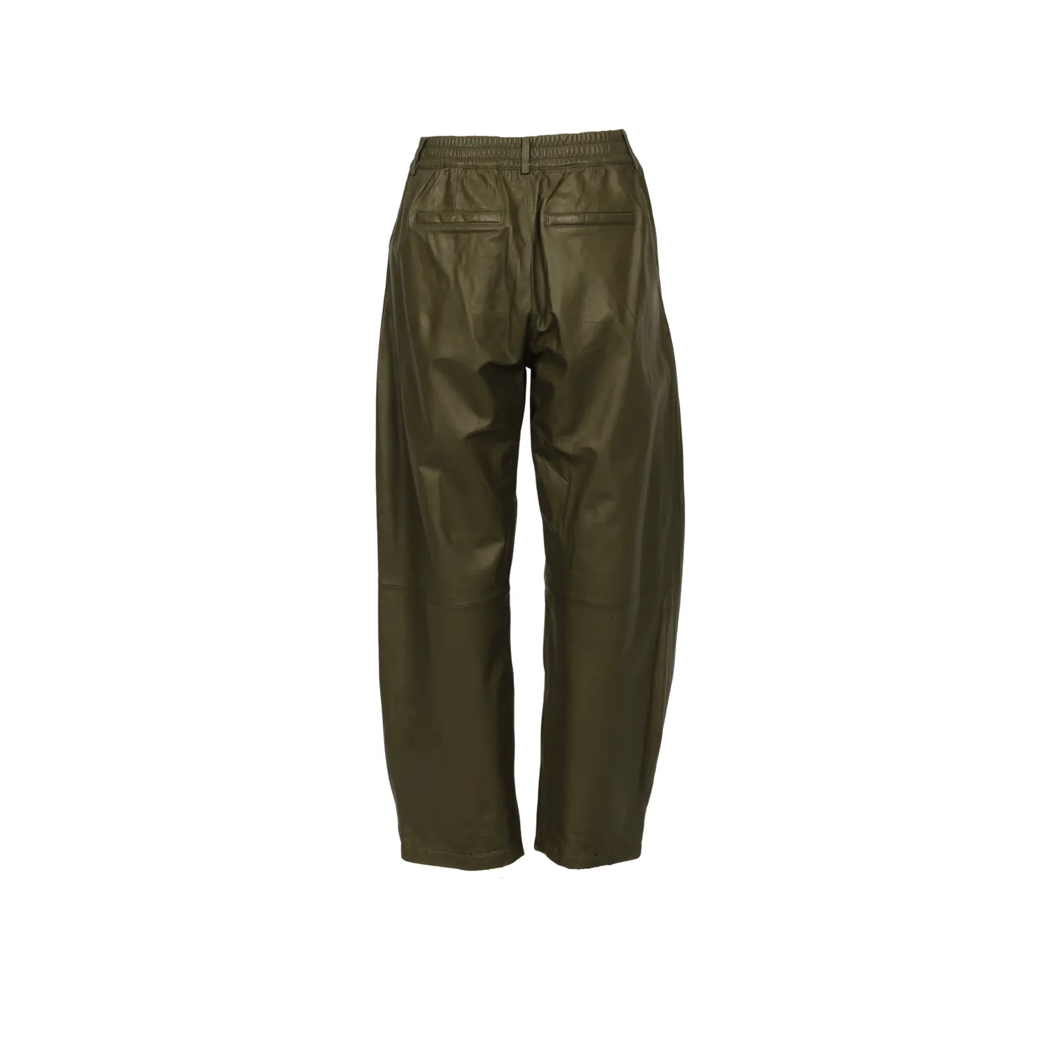 Oakwood Mia 65214 pantalon cuir kaki foncé ample