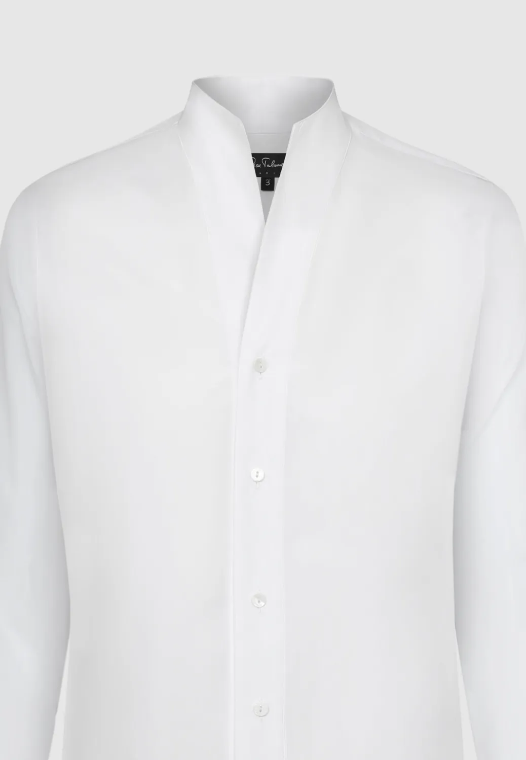 Pierre Talamon chemise blanche col montant coton