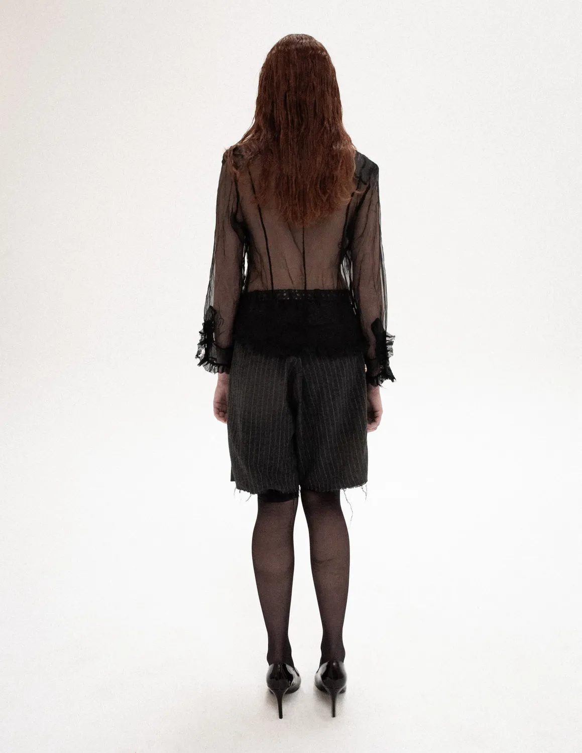 Paolo Leduc The Voyeur chemise soie noire volants
