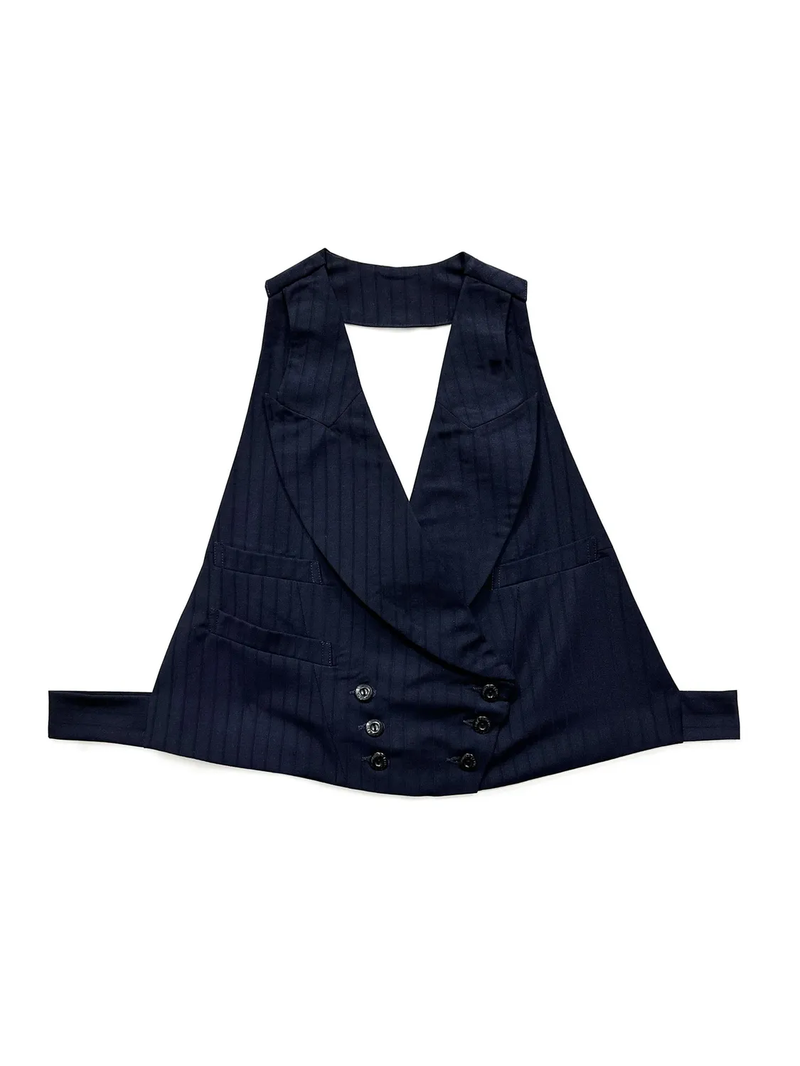 PAOLO LEDUC Wet Dreams gilet tailleur laine rayée bleue