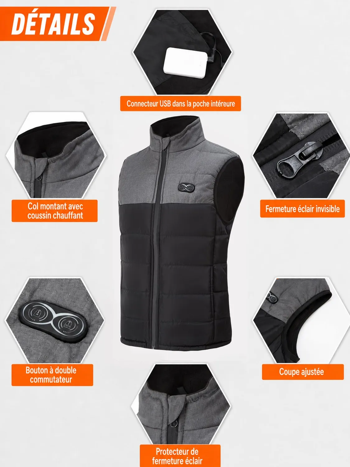 Vapesoon 15 Zones Gilet Chauffant Taille L 3 Niveaux