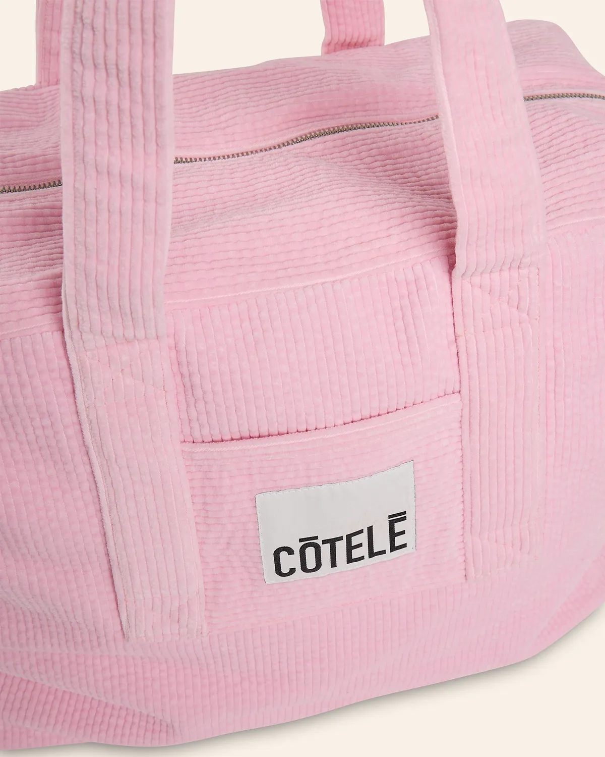 Cotélé Paris Bonny sac week-end rose velours