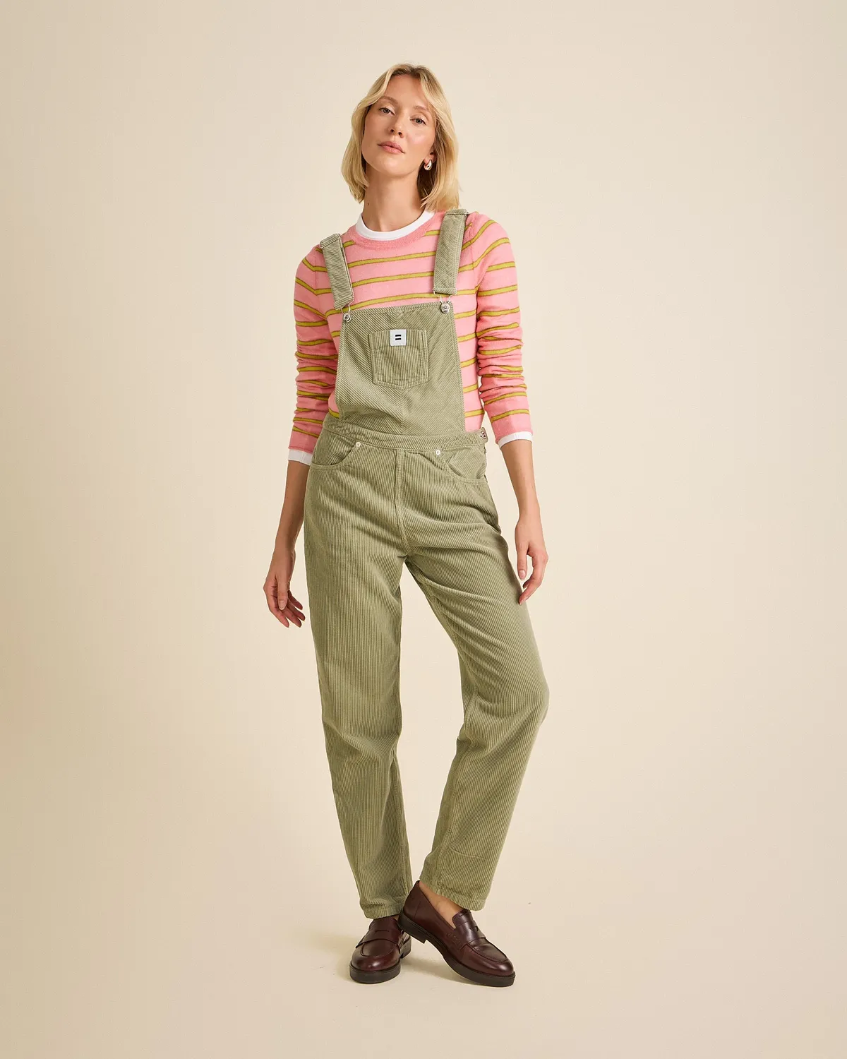 Cotelé Paris Salopette Mom sauge velours coton bio
