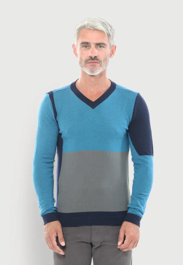 Pierre Talamon pull Boyd turquoise homme