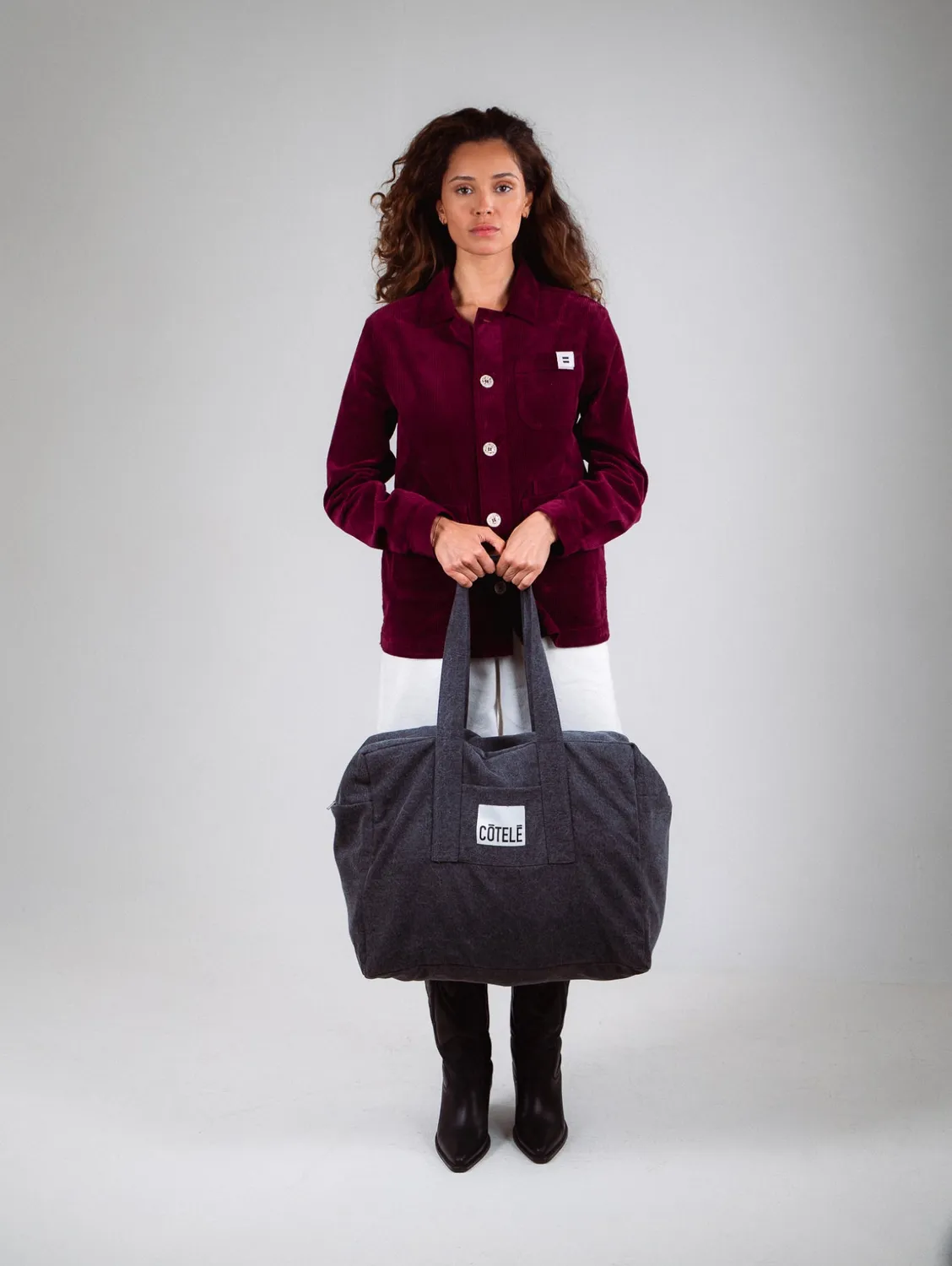 Cotelé Paris Bonny sac week-end jean anthracite