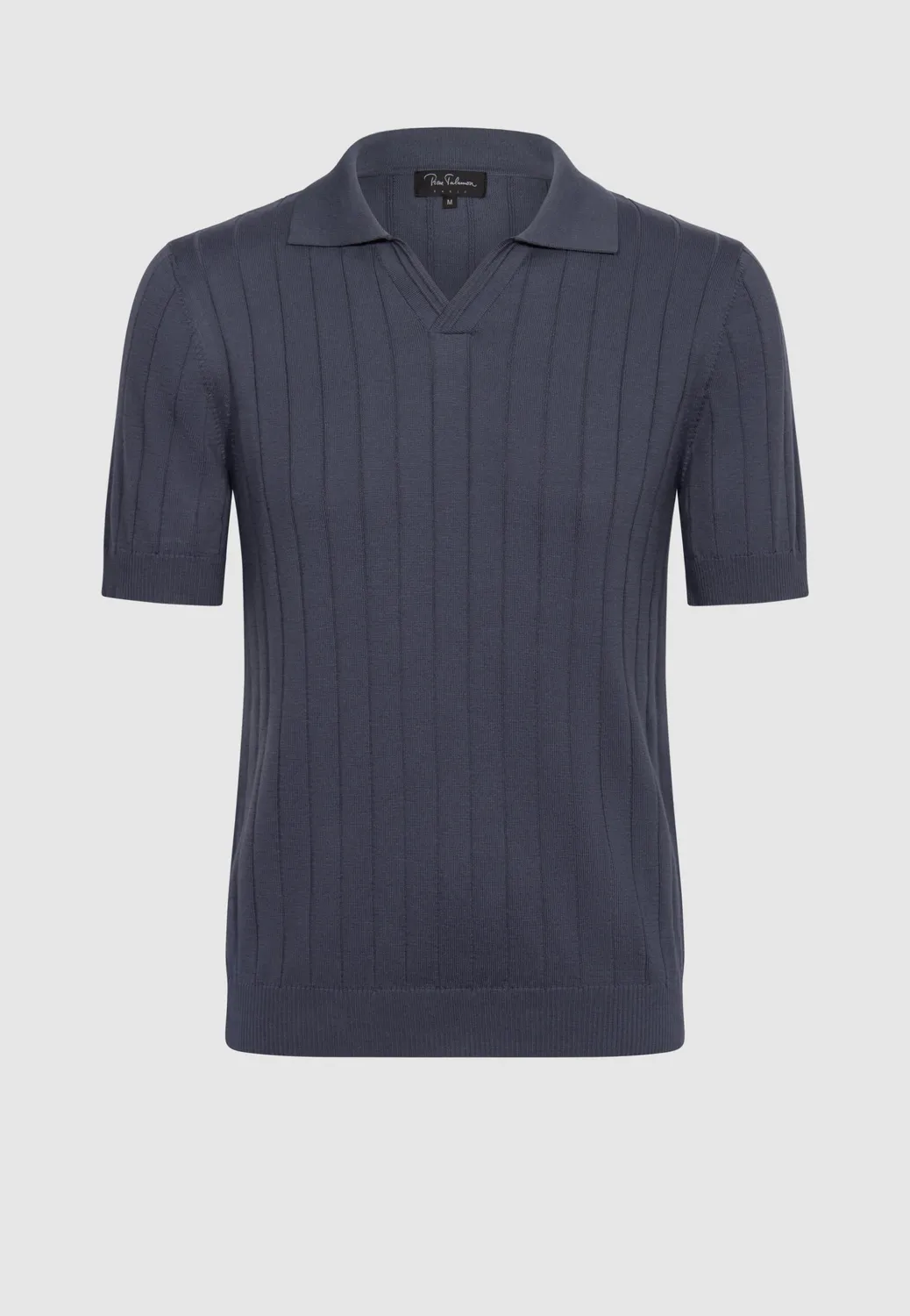 Pierre Talamon Derby polo bleu gris coton