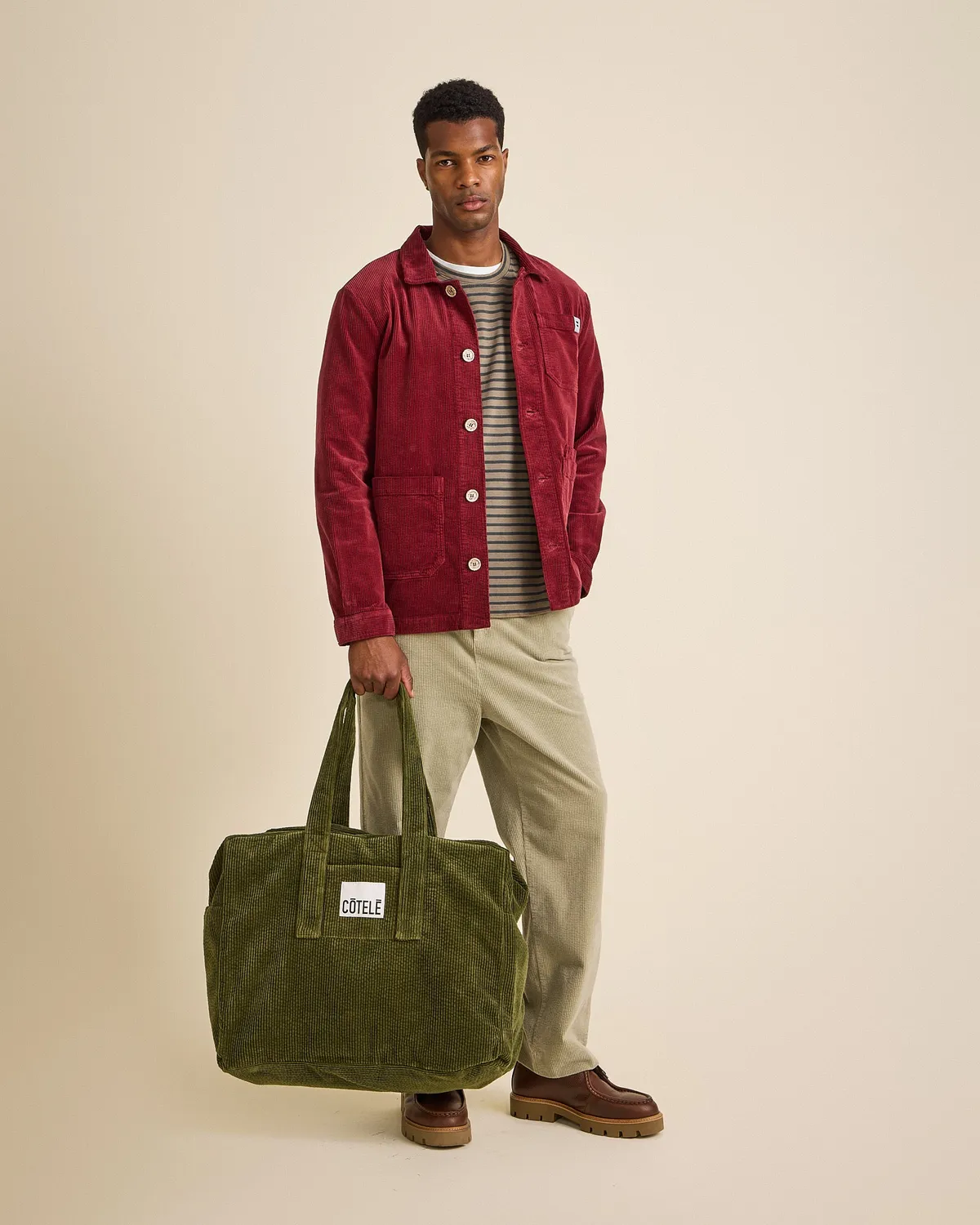 Cotelé Paris sac Chihiro vert olive voyage 50 cm