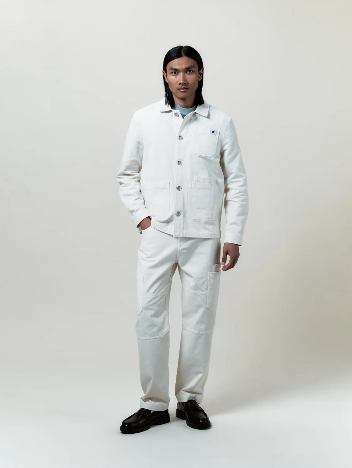 Cotelé Paris Worker veste écru toile upcyclée