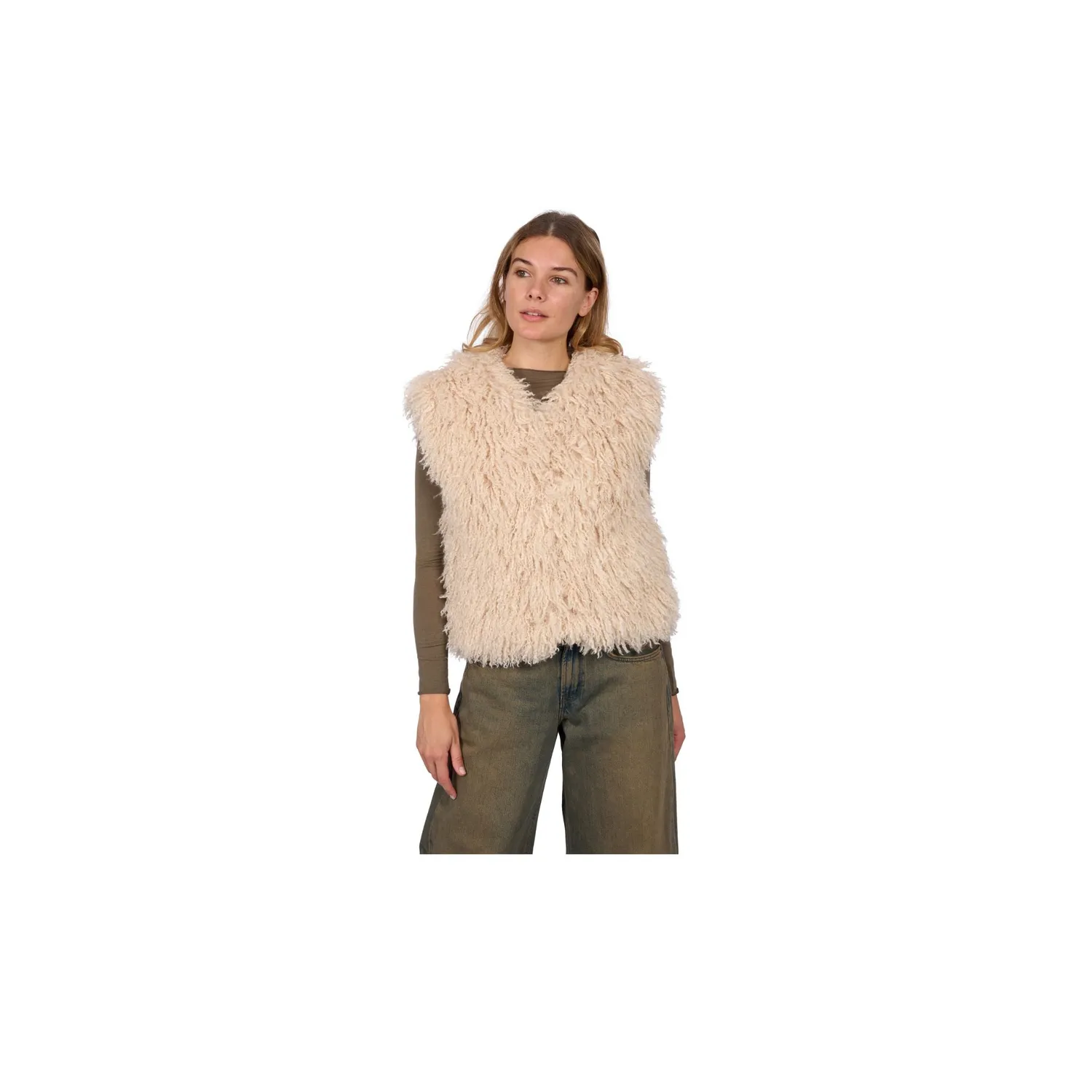 Oakwood Beth 65091 gilet fausse fourrure beige clair