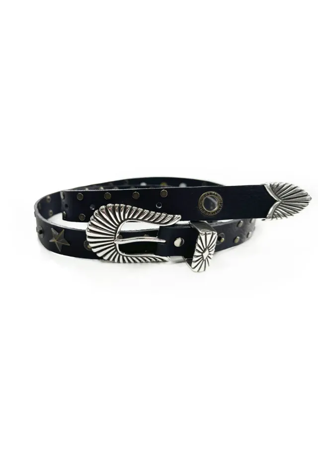 Paolo Leduc Cigarette ceinture cuir noir
