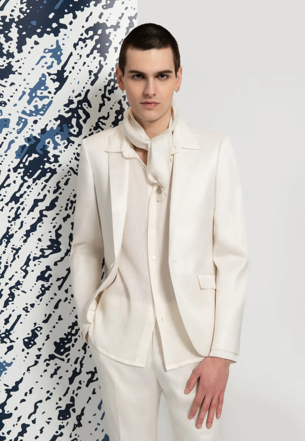 Pierre Talamon gaze coton chemise ivoire légère