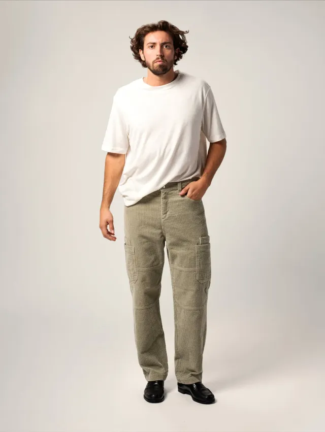 Cotelé Paris Cargo pantalon homme sauge velours