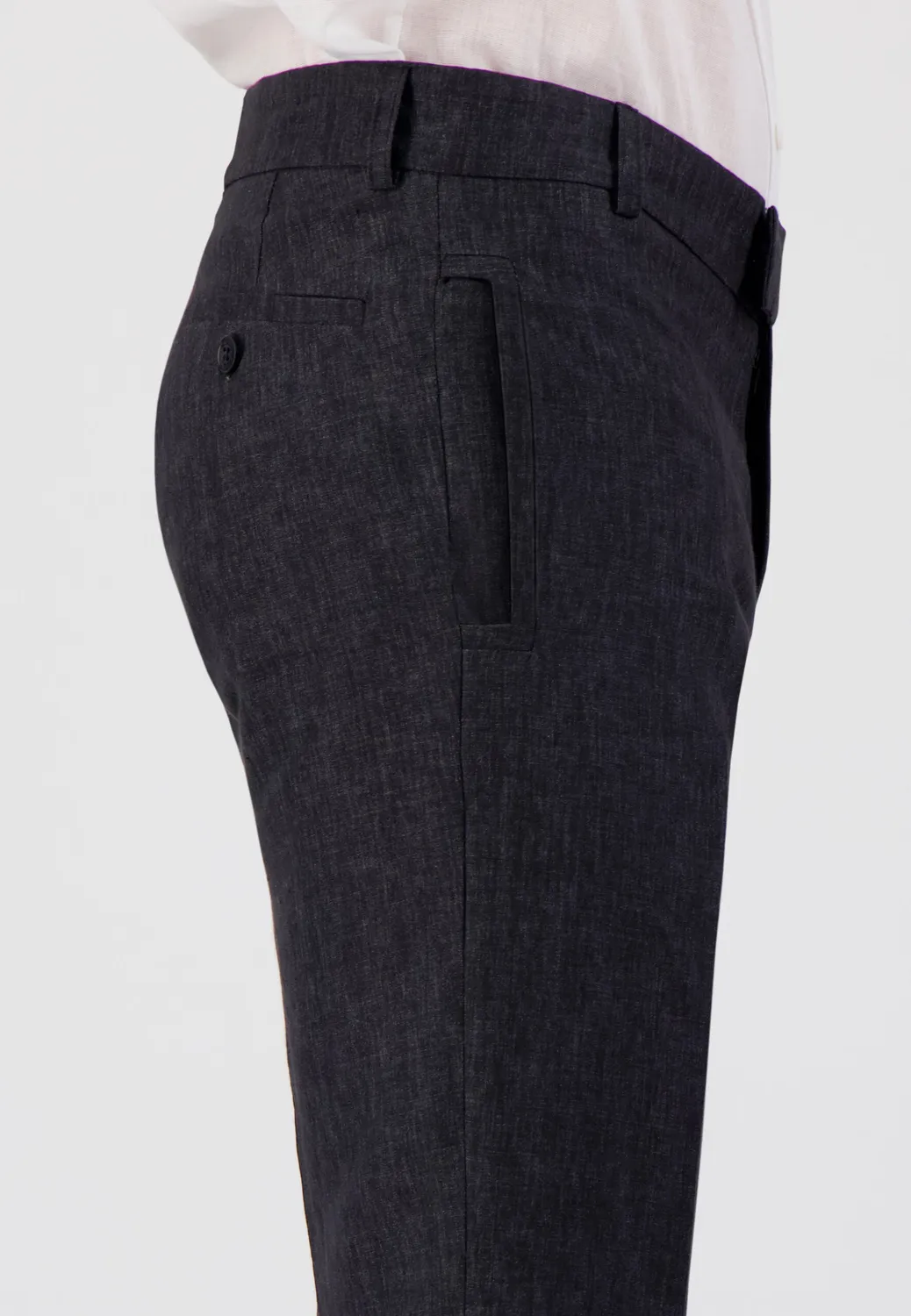 Pierre Talamon PIER11 pantalon lin gris coupe droite