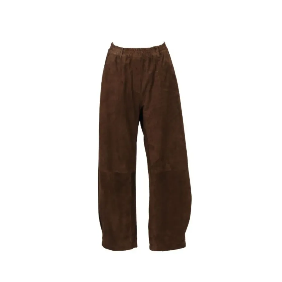 Oakwood Mia 65195 pantalon cuir choco ample