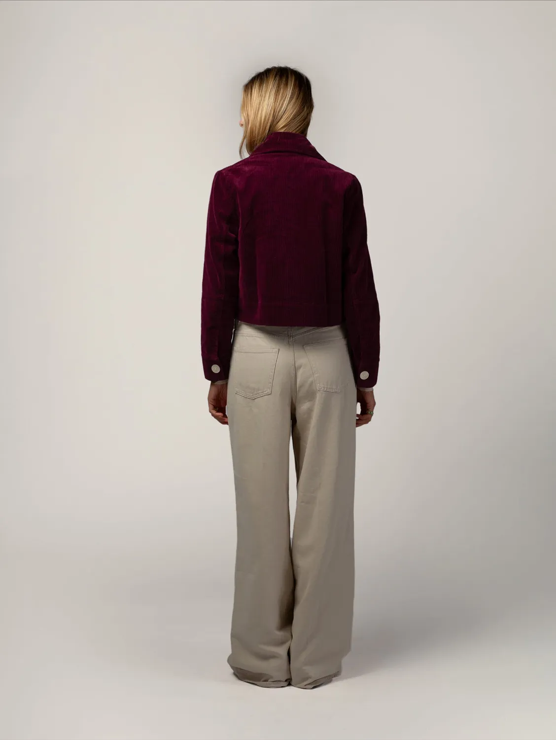 Cotelé Paris Pince pantalon droit prune velours