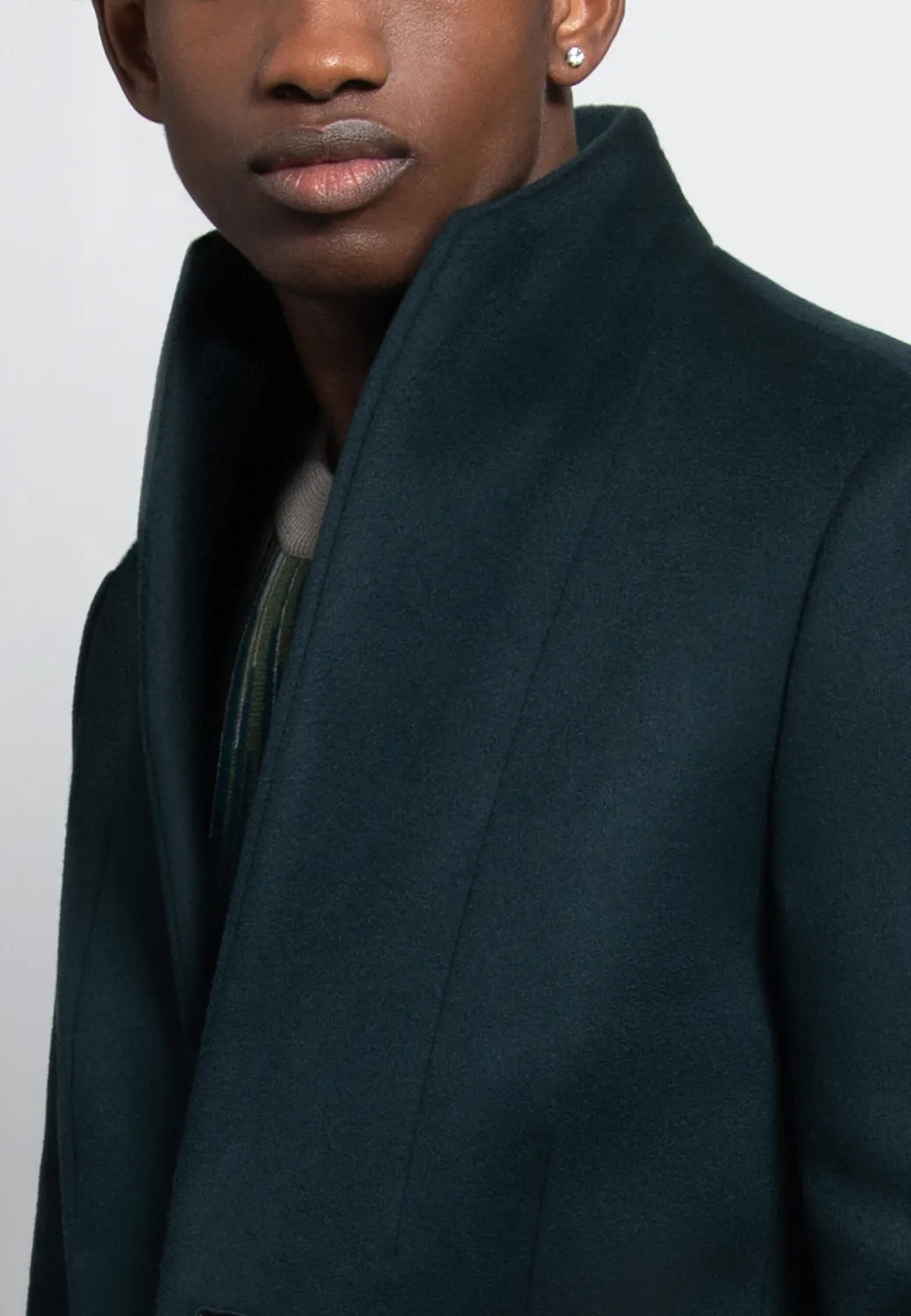Pierre Talamon col montant manteau long col montant