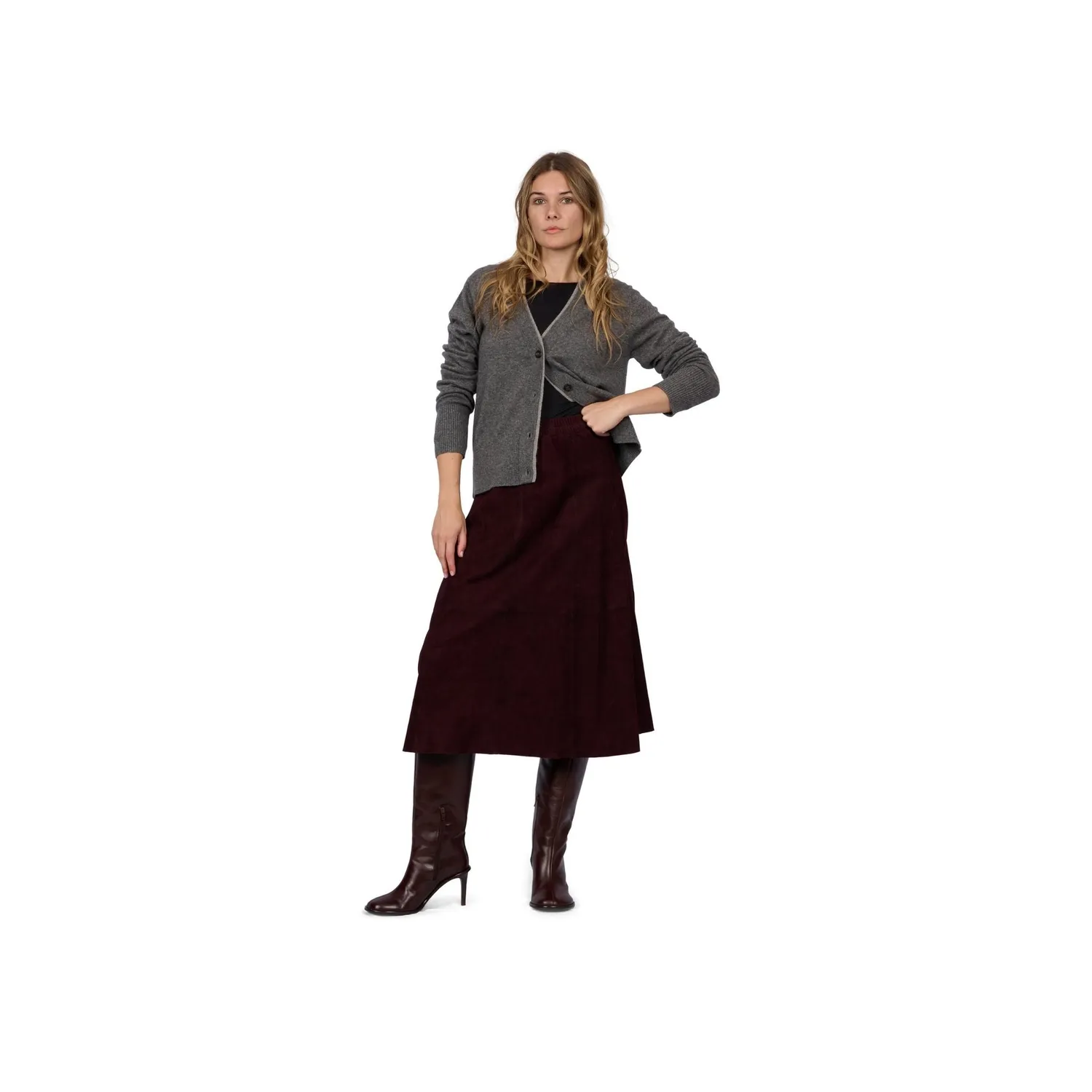 Oakwood Nahee 65186 jupe cuir chèvre porto 80cm