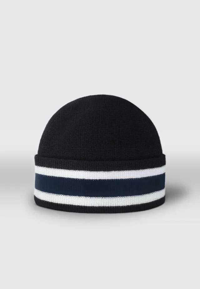 Pierre Talamon bonnet noir à rayures chaud