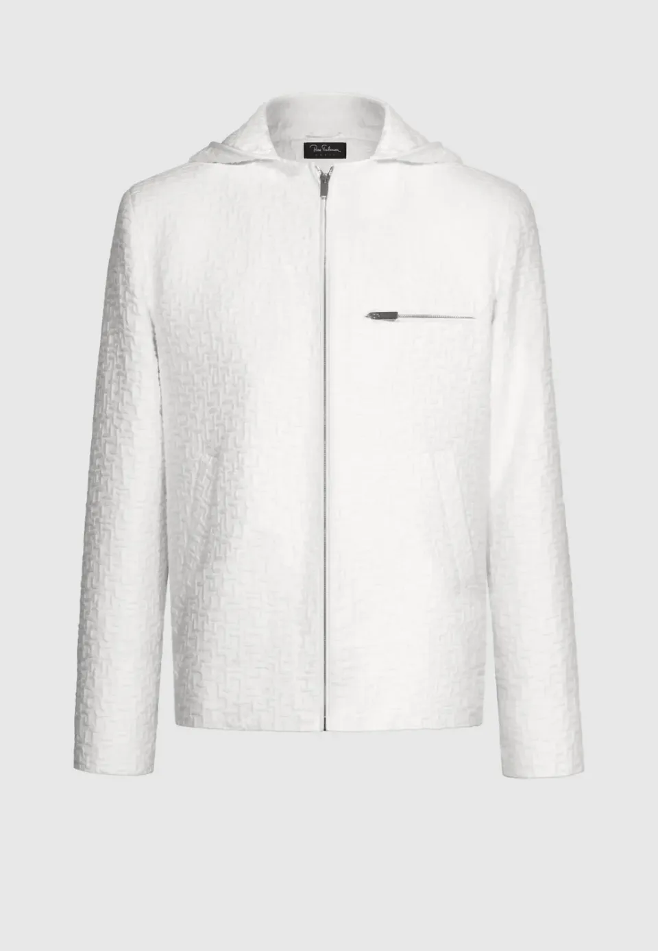 Pierre Talamon blouson jacquard blanc à capuche coton